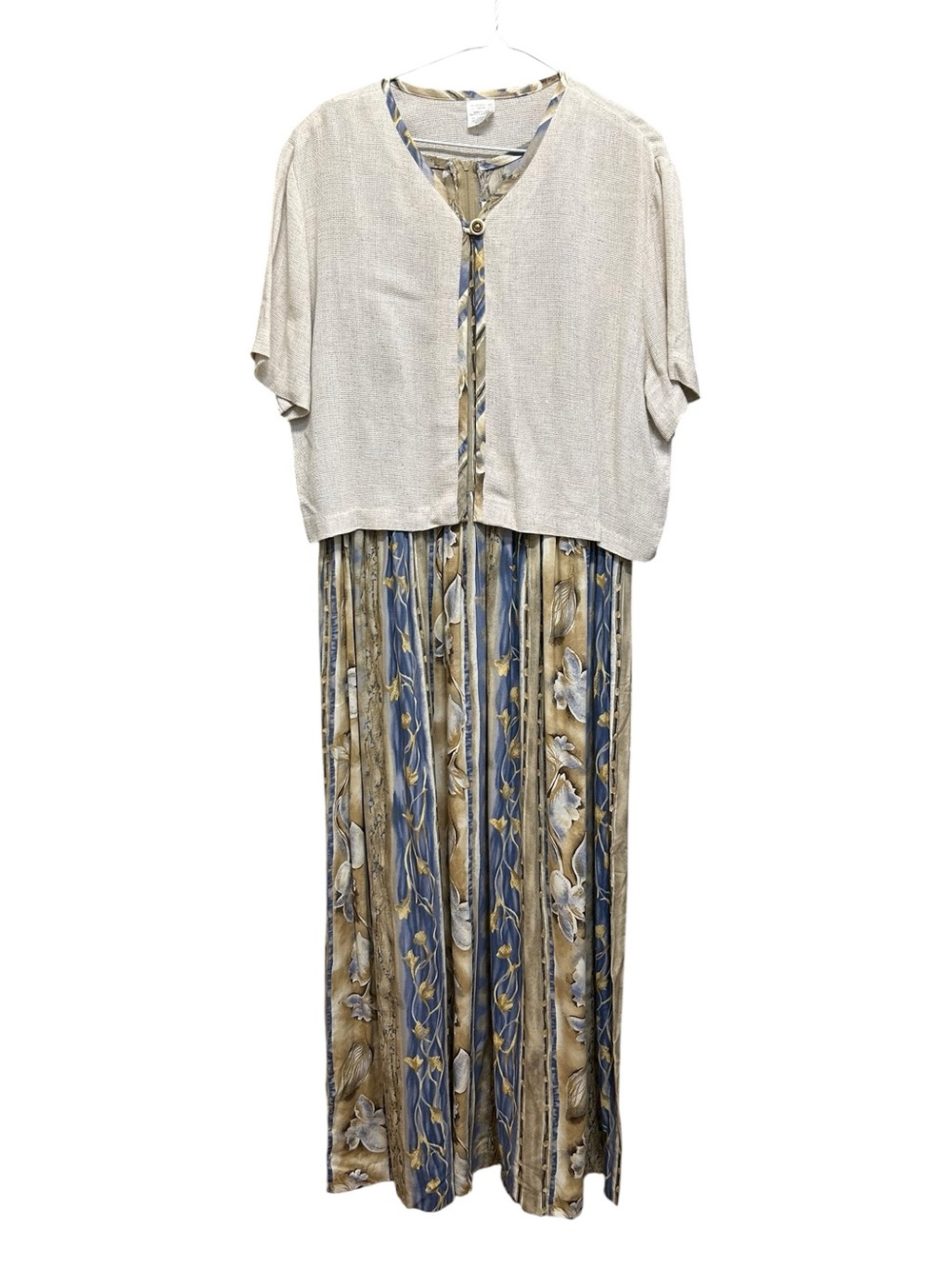 Vintage Cleo Watercolor Floral w/Matching Cardigan Maxi Dress Plus Size 16